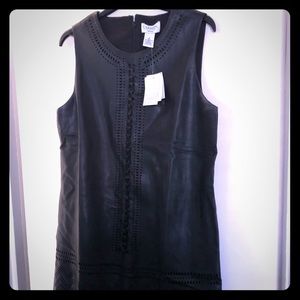 Carmen Marc Valvo Faux Leather Sleeveless dress